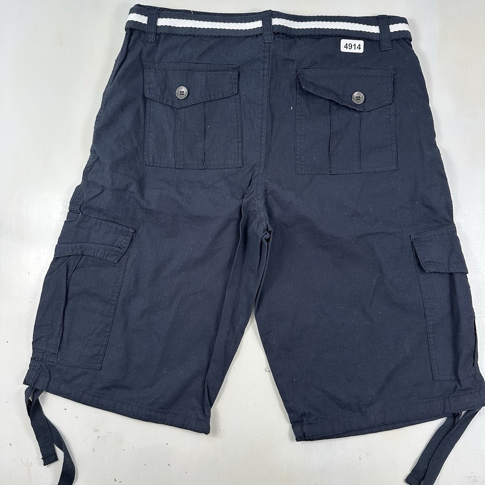 NEW SPC Ripstop Cargo Shorts Men 34‎ X 13 Blue Military Patratrooper With Belt